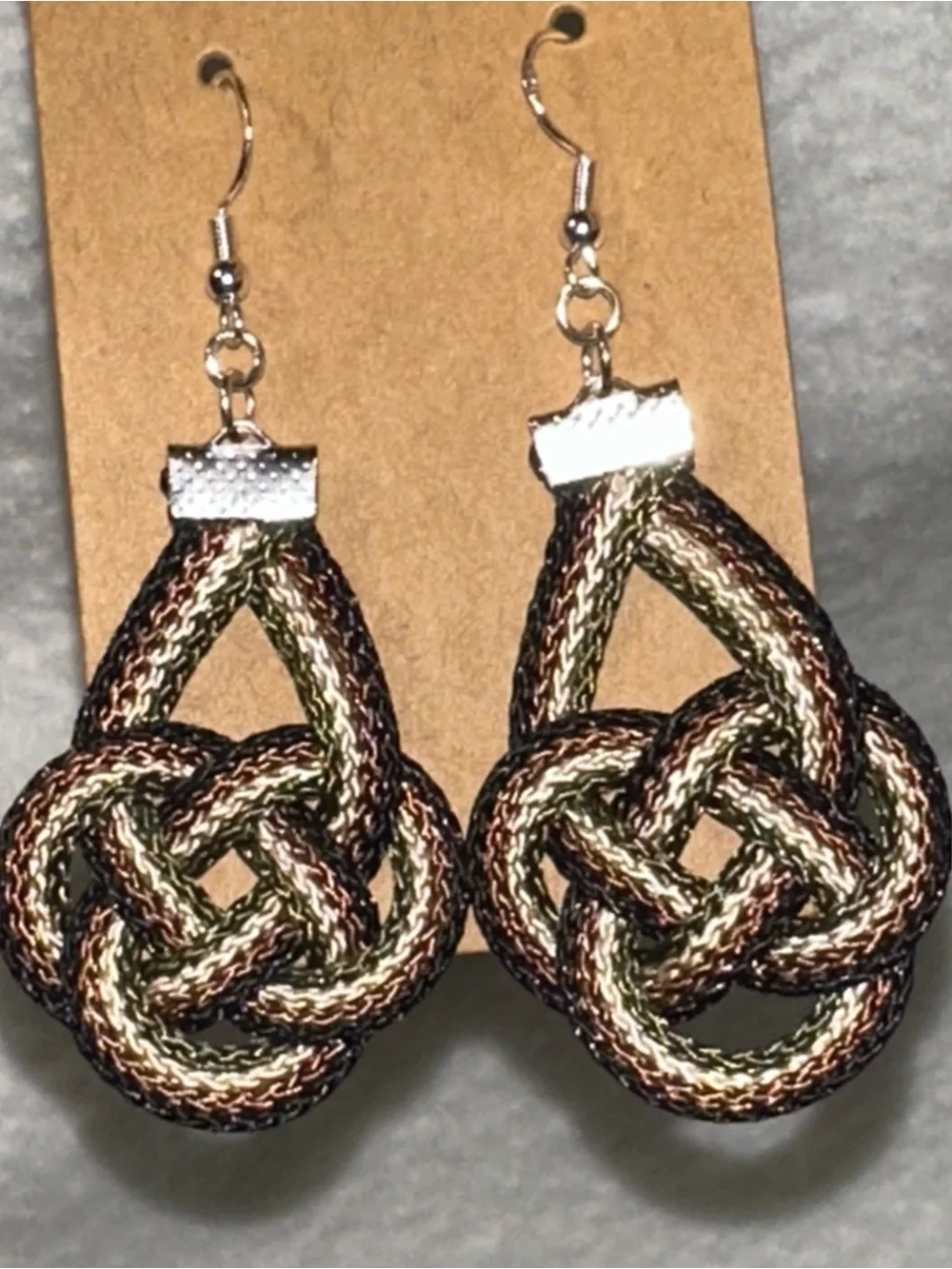 Tactical Elegance Handcrafted Camo Thread Earrings